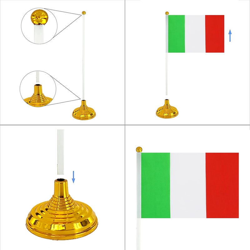 WXTWK 12 Pack Italy Flag Italian Desk Flag Small Mini Italian Table Flags With Stand Base,Home Office Festival Events Celebration Decorations - Image 4